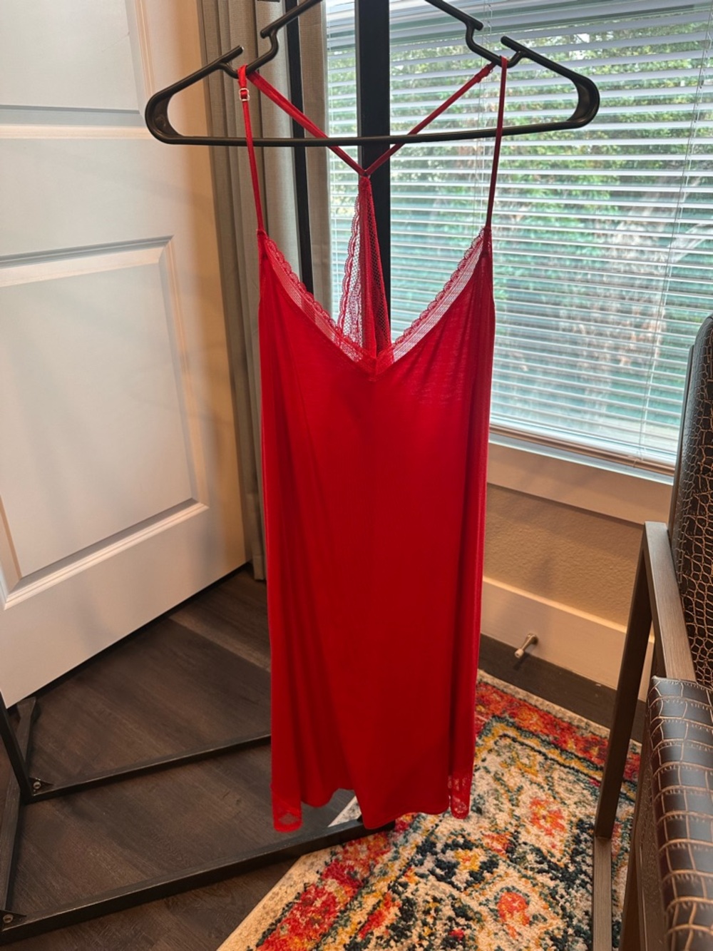 VS Red Lace-Trim Slip Nightgown